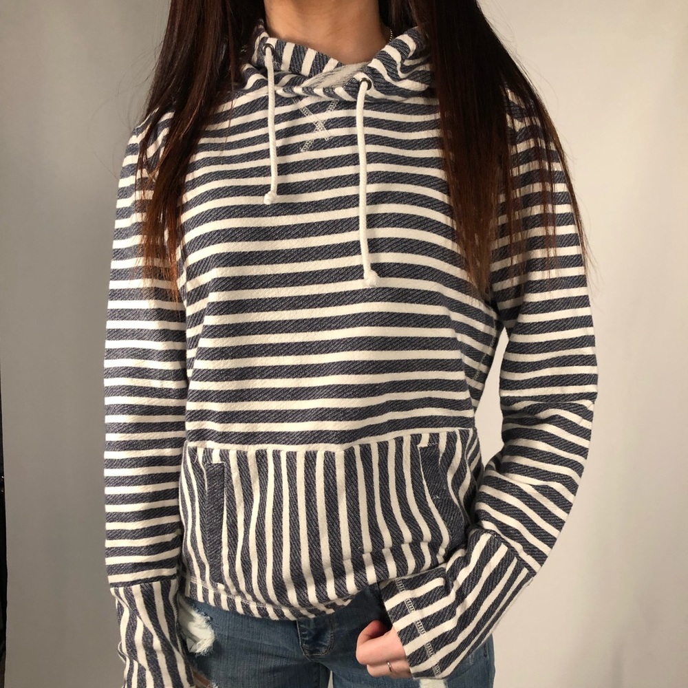 J Crew reverse French terry striped hoodie